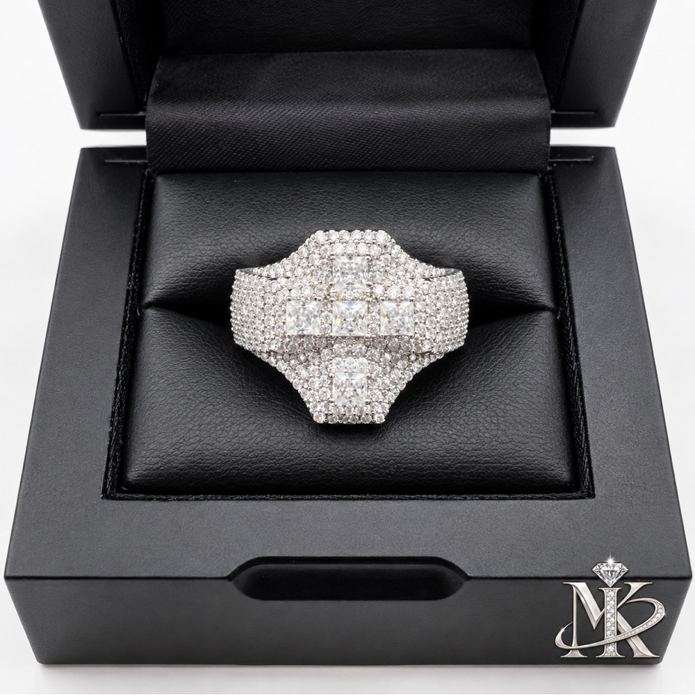 925 Sterling Silver 4.00CTW MOISSANITE Cross Men’s Ring Size 10 or 11